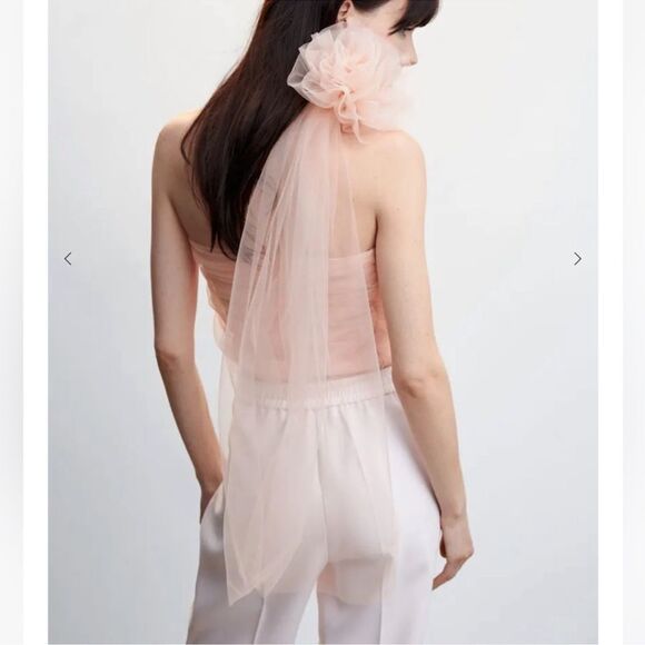 Mango knit tulle floral top NWT - Picture 6 of 8